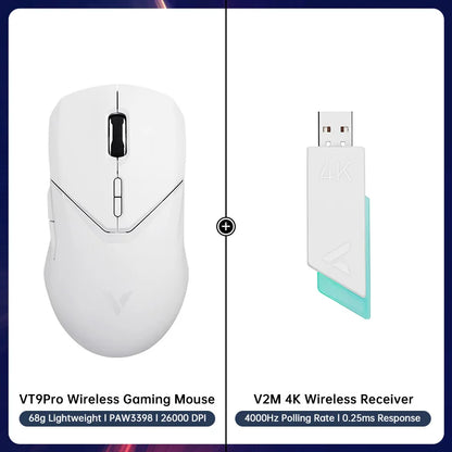 VT9PRO Wireless Gaming Mouse Esports Grade 68G Ultra-Light 26000DPI 8 Buttons Optical PAW3398 Computer Mouse for Laptop PC