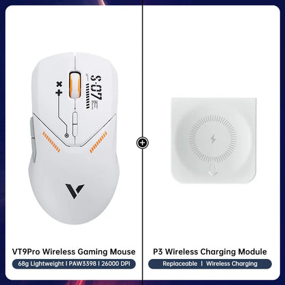 VT9PRO Wireless Gaming Mouse Esports Grade 68G Ultra-Light 26000DPI 8 Buttons Optical PAW3398 Computer Mouse for Laptop PC