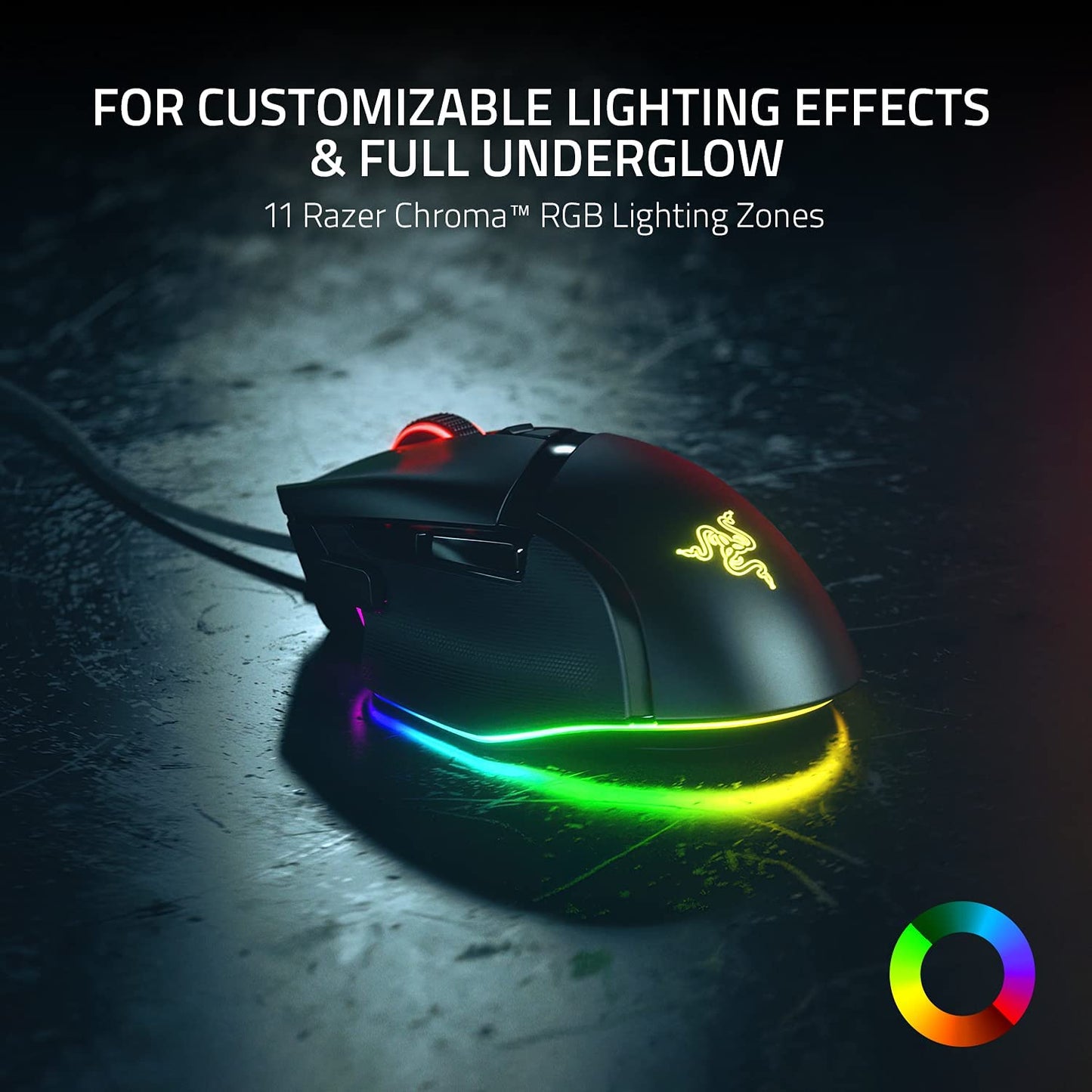 Basilisk V3 - Wired Customisable Gaming Mouse (10+1 Programmable Buttons, Hyperscroll Tilt Wheel, 11 Chroma RGB Lighting Zones, Optical Mouse Switches, Focus+ 26K DPI Optical Sensor) Black