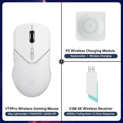 VT9PRO Wireless Gaming Mouse Esports Grade 68G Ultra-Light 26000DPI 8 Buttons Optical PAW3398 Computer Mouse for Laptop PC