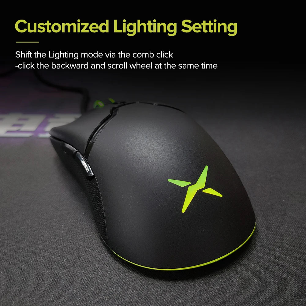 M800 PMW3389 RGB Wired Gaming Mouse 58G Lightweight Ergonomic 1000Hz Mice with Soft Rope Cable for Computer Gamer