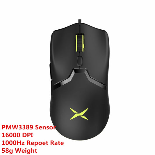 M800 PMW3389 RGB Wired Gaming Mouse 58G Lightweight Ergonomic 1000Hz Mice with Soft Rope Cable for Computer Gamer