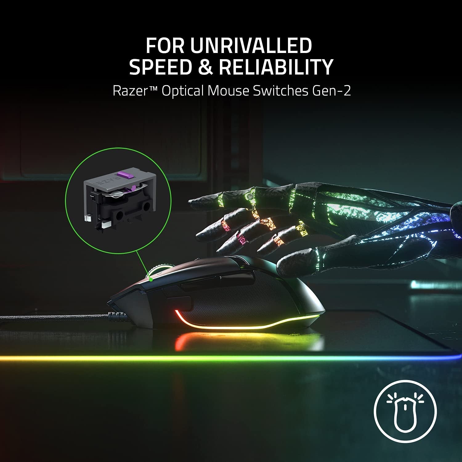 Basilisk V3 - Wired Customisable Gaming Mouse (10+1 Programmable Buttons, Hyperscroll Tilt Wheel, 11 Chroma RGB Lighting Zones, Optical Mouse Switches, Focus+ 26K DPI Optical Sensor) Black