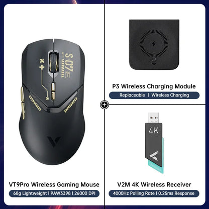 VT9PRO Wireless Gaming Mouse Esports Grade 68G Ultra-Light 26000DPI 8 Buttons Optical PAW3398 Computer Mouse for Laptop PC